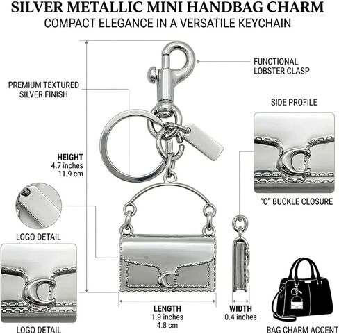 Silver Cute Mini Handbag Keychain for Car Keys Small Bag Charm, Key Ring Purse Decoration for Women Girls in Saudi Arabia