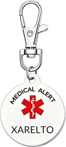 Medical Alert Keychain, Pre-engraved Emergency ID Tag with Red Symbol Stainless Steel Lightweight Medical Tag in Saudi Arabia