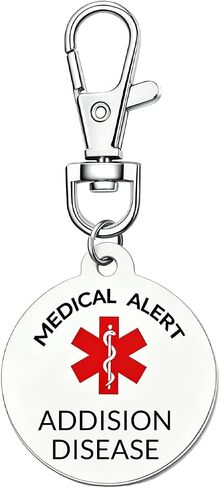 Medical Alert Keychain, Pre-engraved Emergency ID Tag with Red Symbol Stainless Steel Lightweight Medical Tag in Saudi Arabia