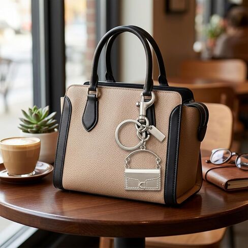 Silver Cute Mini Handbag Keychain for Car Keys Small Bag Charm, Key Ring Purse Decoration for Women Girls in Saudi Arabia