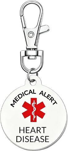 Medical Alert Keychain, Pre-engraved Emergency ID Tag with Red Symbol Stainless Steel Lightweight Medical Tag in Saudi Arabia