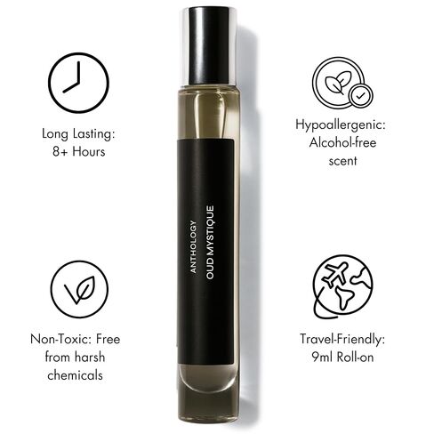 Anthology Woody Amber Perfume Oil roll on 0.3oz 9 ML | Oud Mystique | travel Perfume rollerball in Saudi Arabia