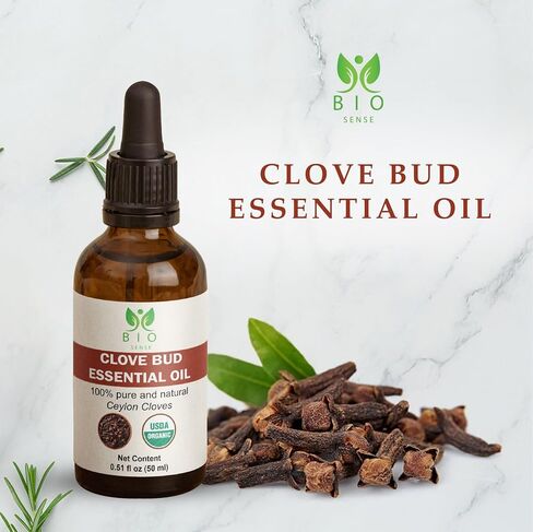 Bio sense 100% Pure Ceylon Organic Clove Bud Essential Oil, USDA Certified | 15ml (0.5 Fl Oz) | 100% Pure & Organic Clove Bud Essential Oil | Use for Diffuser and Candle Making. in Saudi Arabia