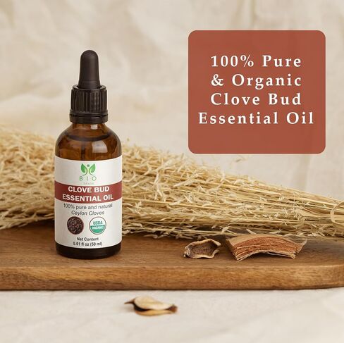 Bio sense 100% Pure Ceylon Organic Clove Bud Essential Oil, USDA Certified | 15ml (0.5 Fl Oz) | 100% Pure & Organic Clove Bud Essential Oil | Use for Diffuser and Candle Making. in Saudi Arabia