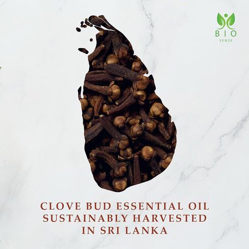 Bio sense 100% Pure Ceylon Organic Clove Bud Essential Oil, USDA Certified | 15ml (0.5 Fl Oz) | 100% Pure & Organic Clove Bud Essential Oil | Use for Diffuser and Candle Making. in Saudi Arabia