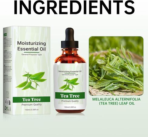 Tree Tea Essential Oil Pure, Natural, Undiluted Essential Oils for Skin Essential Oils for Diffuser Skin & Hair Care, DIY Soaps & Candles (100ml, Tea Tree) in Saudi Arabia