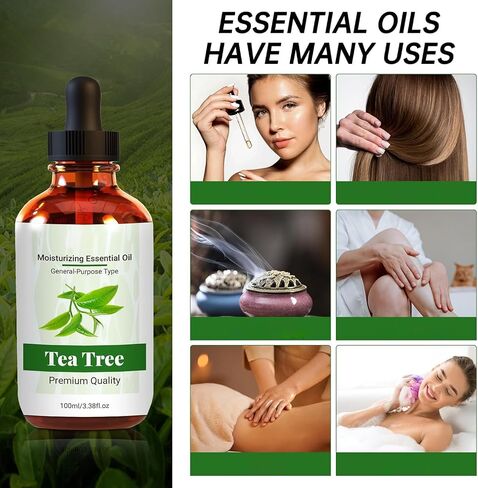 Tree Tea Essential Oil Pure, Natural, Undiluted Essential Oils for Skin Essential Oils for Diffuser Skin & Hair Care, DIY Soaps & Candles (100ml, Tea Tree) in Saudi Arabia