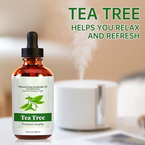 Tree Tea Essential Oil Pure, Natural, Undiluted Essential Oils for Skin Essential Oils for Diffuser Skin & Hair Care, DIY Soaps & Candles (100ml, Tea Tree) in Saudi Arabia
