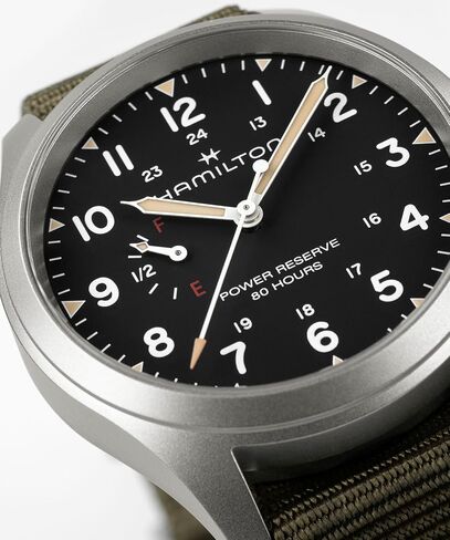 Hamilton Khaki Field Mechanical Mens Watch, 40mm Stainless Steel Case, Swiss Made, Black Dial Analog Wrist Watch for Mens 100 Meters Water resitance, Sapphire Crystal, 3-Hand Movement, NATO Strap in Kuwait