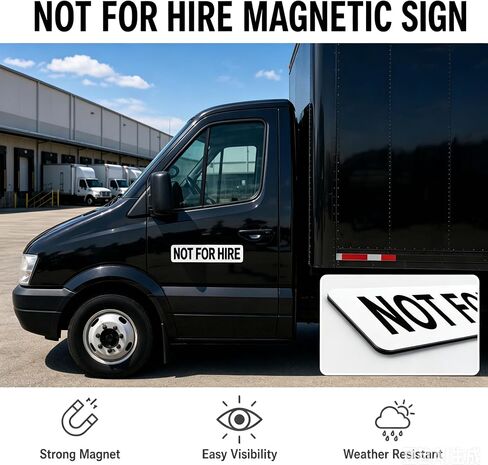 Not For Hire Magnetic Signs, 3"× 12" Not For Hire Car Magnetic Signs for Vehicles, DOT Requirements, Display On Box Truck, Tractor Trailer, Company Vehicle, Personal Vehicle (2Pcs) in Saudi Arabia