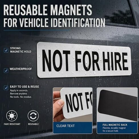 Not For Hire Magnetic Signs, 3"× 12" Not For Hire Car Magnetic Signs for Vehicles, DOT Requirements, Display On Box Truck, Tractor Trailer, Company Vehicle, Personal Vehicle (2Pcs) in Saudi Arabia