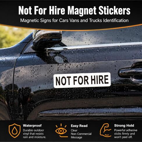 Not For Hire Magnetic Signs, 3"× 12" Not For Hire Car Magnetic Signs for Vehicles, DOT Requirements, Display On Box Truck, Tractor Trailer, Company Vehicle, Personal Vehicle (2Pcs) in Saudi Arabia