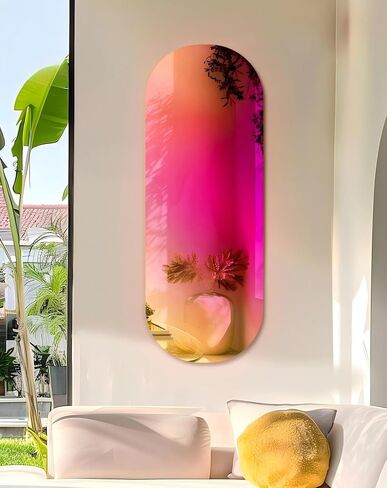 Iridescent Oval Frameless Mirror Wall Colorful Reflection 47.2x17.7 inch in Saudi Arabia