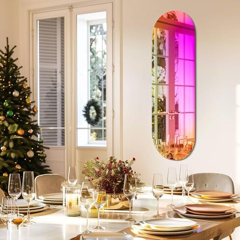 Iridescent Oval Frameless Mirror Wall Colorful Reflection 47.2x17.7 inch in Saudi Arabia