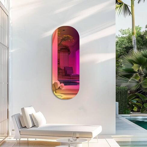 Iridescent Oval Frameless Mirror Wall Colorful Reflection 47.2x17.7 inch in Saudi Arabia