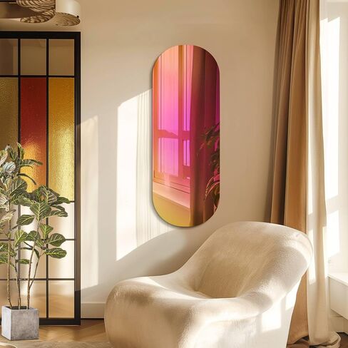 Iridescent Oval Frameless Mirror Wall Colorful Reflection 47.2x17.7 inch in Saudi Arabia