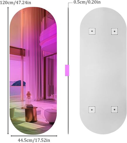 Iridescent Oval Frameless Mirror Wall Colorful Reflection 47.2x17.7 inch in Saudi Arabia