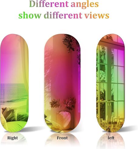 Iridescent Oval Frameless Mirror Wall Colorful Reflection 47.2x17.7 inch in Saudi Arabia