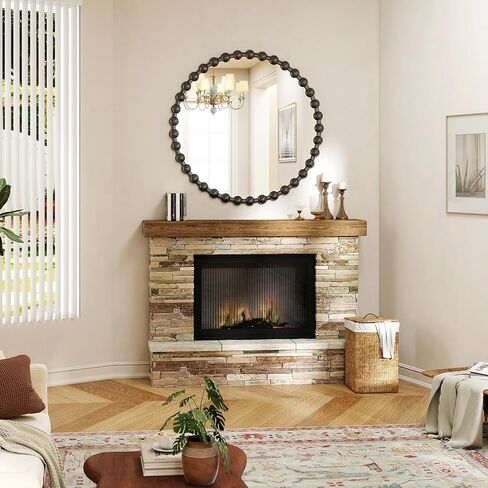 36 Inch Black Round Mirror for Wall, Modern Circle Mirror with Decorative Beaded Frame, High-Definition Vanity Mirror for Bathroom, Living Room, Bedroom, Entryway in Saudi Arabia