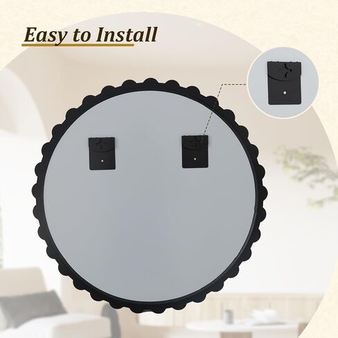 36 Inch Black Round Mirror for Wall, Modern Circle Mirror with Decorative Beaded Frame, High-Definition Vanity Mirror for Bathroom, Living Room, Bedroom, Entryway in Saudi Arabia
