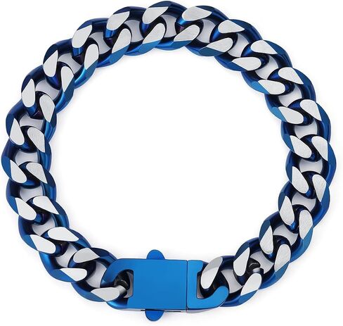 YAMI Stainless Steel Cuban Link Bracelet for Men, 12mm Width, 7.5"/8"/8.5"/9" Length, Black/Blue Chain Wrist Bracelets for Men, Gifts For Boyfriend/Husband/Father On Anniversary/Birthday in Saudi Arabia