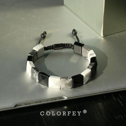 Mens Beaded Bracelets, Natural Stone Howlite Black Obsidian Map Stone Bead Bracelet for Men, Unique Handmade Triple Protection Bracelet Healing Energy Crystal Bracelet for Men for Balance in Saudi Arabia