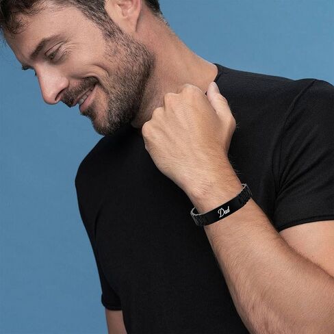 Dad Gifts for Best Dad Ever Christmas Xmas Valentines Gifts from Daughter Son Daddy Stocking Stuffers Birthday Fathers Day Presents Ideas for Papa Easter Stainless Steel Link Bracelet 1pcs in Kuwait