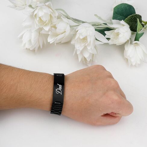 Dad Gifts for Best Dad Ever Christmas Xmas Valentines Gifts from Daughter Son Daddy Stocking Stuffers Birthday Fathers Day Presents Ideas for Papa Easter Stainless Steel Link Bracelet 1pcs in Kuwait