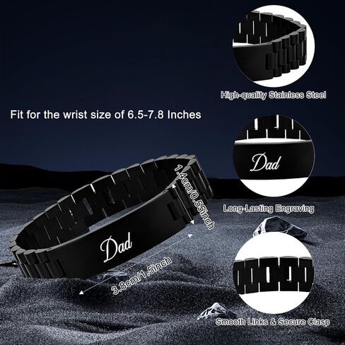 Dad Gifts for Best Dad Ever Christmas Xmas Valentines Gifts from Daughter Son Daddy Stocking Stuffers Birthday Fathers Day Presents Ideas for Papa Easter Stainless Steel Link Bracelet 1pcs in Kuwait