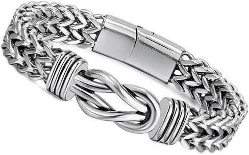 Infinity Bracelet for men，Men's Silver Stainless Steel Bracelet,Stylish Jewelry for Daily Wear in Kuwait