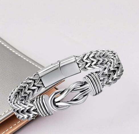 Infinity Bracelet for men，Men's Silver Stainless Steel Bracelet,Stylish Jewelry for Daily Wear in Kuwait
