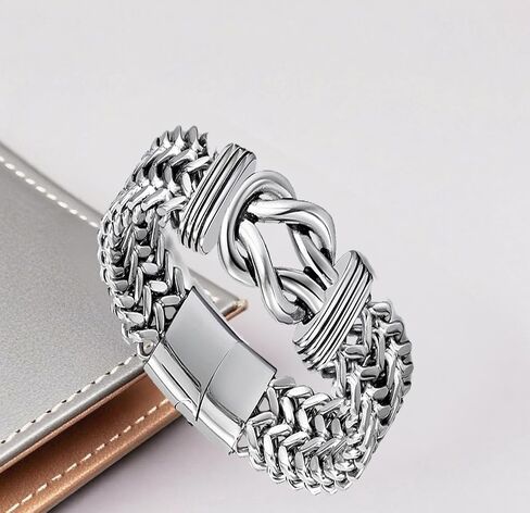 Infinity Bracelet for men，Men's Silver Stainless Steel Bracelet,Stylish Jewelry for Daily Wear in Kuwait