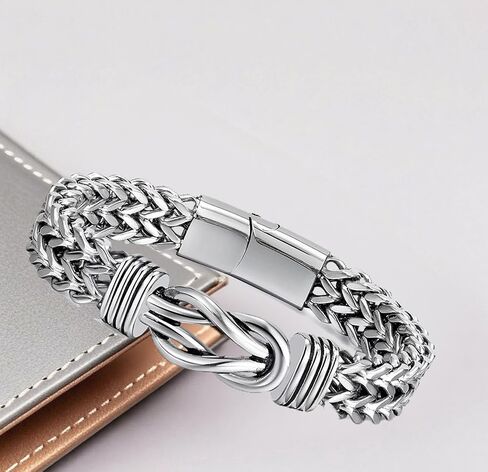 Infinity Bracelet for men，Men's Silver Stainless Steel Bracelet,Stylish Jewelry for Daily Wear in Kuwait