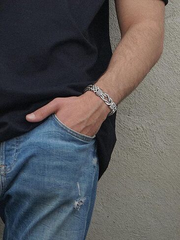 Infinity Bracelet for men，Men's Silver Stainless Steel Bracelet,Stylish Jewelry for Daily Wear in Kuwait