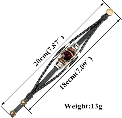 Constellation Black Braided Leather Bracelet Sagittarius Scorpio Pisces Braided Glass Dome Punk Men's Bracelet in Saudi Arabia