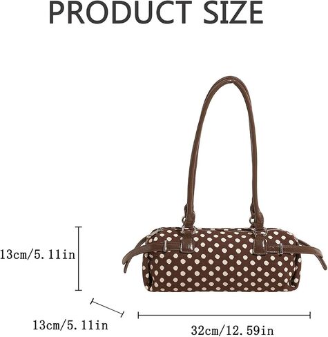Large Capacity Canvas Polka Dot Handbag for Women, Stylish Versatile Underarm Bag in Saudi Arabia