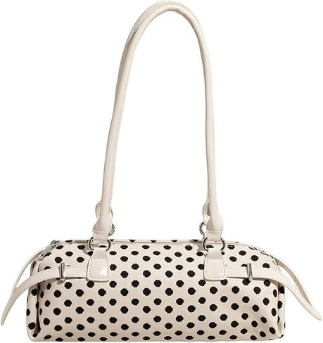 Large Capacity Canvas Polka Dot Handbag for Women, Stylish Versatile Underarm Bag in Saudi Arabia