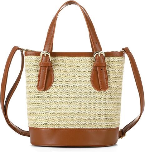 Emprier Summer Straw Crossbody Bags for Women Summer Beach Bucket Bag Trendy Woven Handbags Top-handle Shoulder Purse in Saudi Arabia
