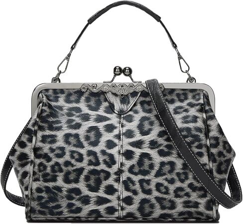 Kisslock Bag Oversize Leopard Handbag Retro Crossbody Shoulder Bags Animal Cheetah Top Handle Bag for Women in Saudi Arabia