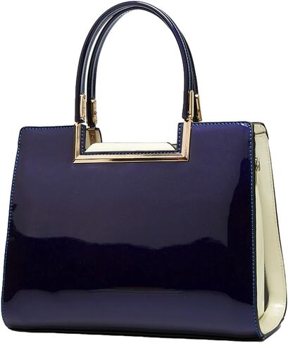Womens Fashion Glossy Patent Leather Handbag Designer Luxury Tote Shoulder Bag Large Capacity Working Purses in Saudi Arabia