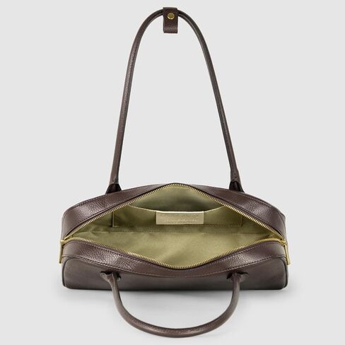 Italian Genuine Calf Leather Bag for Women with Top Handles and Zippered Top | Rectangular Shoulder Boston Purse in Saudi Arabia