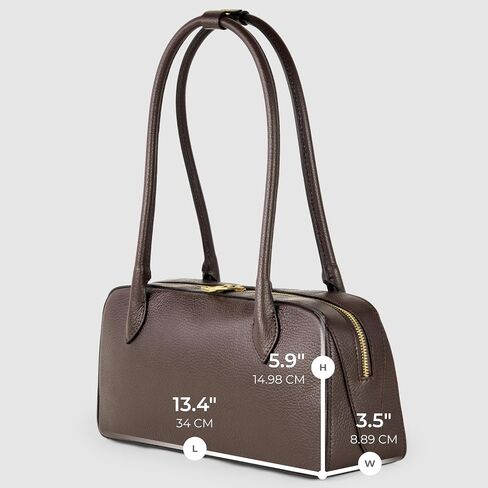 Italian Genuine Calf Leather Bag for Women with Top Handles and Zippered Top | Rectangular Shoulder Boston Purse in Saudi Arabia