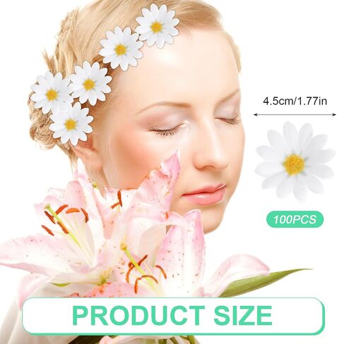 Nogeqi 100 Pcs Daisy Flower Head Artificial Daisy Flower White Gerbera Fake Flowers Heads for DIY Garland Craft Birthday Wedding Party Easter Bonnet Home Decoration in Saudi Arabia