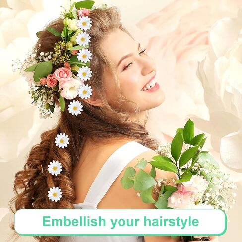 Nogeqi 100 Pcs Daisy Flower Head Artificial Daisy Flower White Gerbera Fake Flowers Heads for DIY Garland Craft Birthday Wedding Party Easter Bonnet Home Decoration in Saudi Arabia