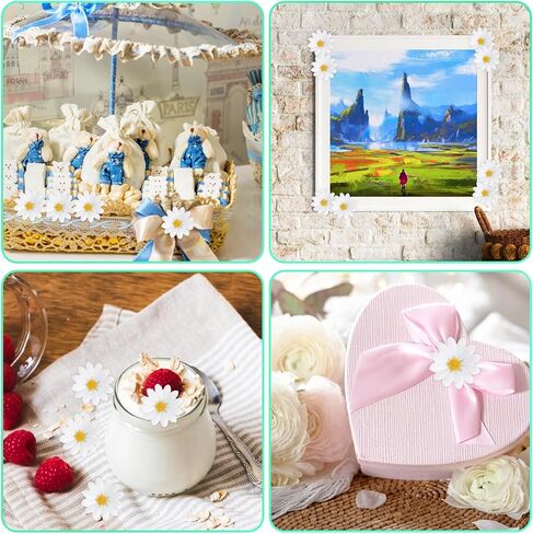 Nogeqi 100 Pcs Daisy Flower Head Artificial Daisy Flower White Gerbera Fake Flowers Heads for DIY Garland Craft Birthday Wedding Party Easter Bonnet Home Decoration in Saudi Arabia