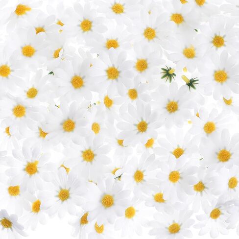 Nogeqi 100 Pcs Daisy Flower Head Artificial Daisy Flower White Gerbera Fake Flowers Heads for DIY Garland Craft Birthday Wedding Party Easter Bonnet Home Decoration in Saudi Arabia
