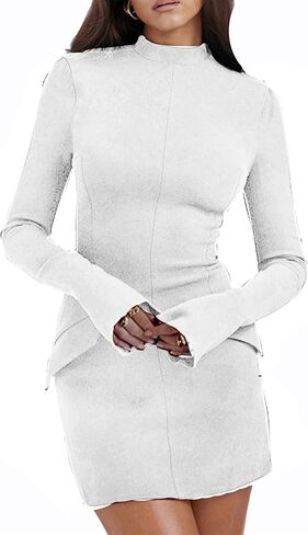 GORIFE Fashion Package Hip Dress for Women Elegant Wrap Slim Dress Sexy Long Sleeved Solid Color Dress in Saudi Arabia