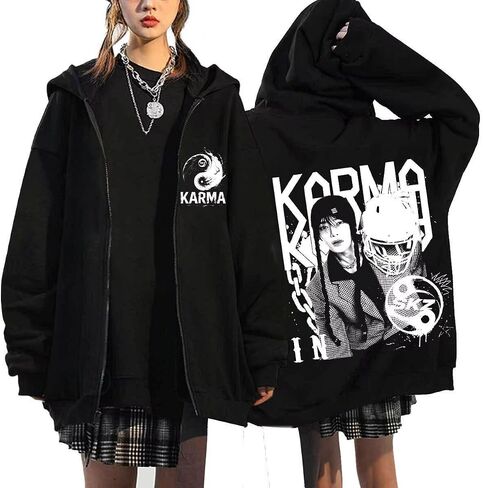 KARMA Album STAR Zip Up Hoodie Jacket Felix Hyunjin Bangchan Lee Know Seungmin IN Han Zippered Sweatshirt Jacket in Saudi Arabia