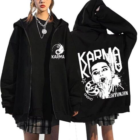 KARMA Album STAR Zip Up Hoodie Jacket Felix Hyunjin Bangchan Lee Know Seungmin IN Han Zippered Sweatshirt Jacket in Saudi Arabia