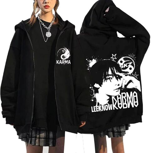KARMA Album STAR Zip Up Hoodie Jacket Felix Hyunjin Bangchan Lee Know Seungmin IN Han Zippered Sweatshirt Jacket in Saudi Arabia